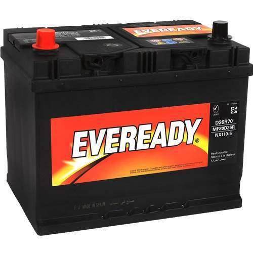 EVEREADY Battery Eveready - 80D26R Right Terminal 12V JIS 70AH Car Battery
