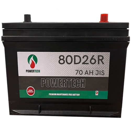 Powertech - 80D26R 12V Right Terminal 70 AH JIS Car Battery