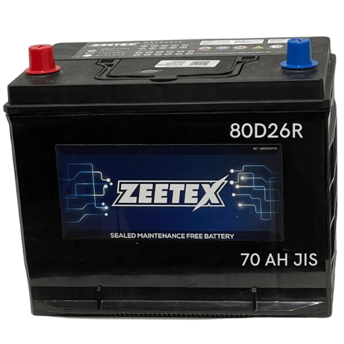 ZEETEX Battery Zeetex - 80D26R Right Terminal 12V JIS 70AH Car Battery